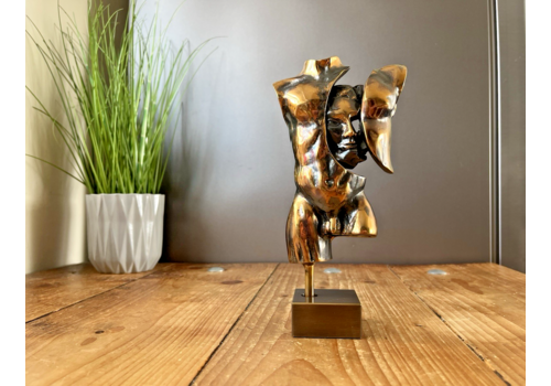 Modernist Bronze Abstract Human Body Torso Bust Sculpture Richard Van Hauwaert