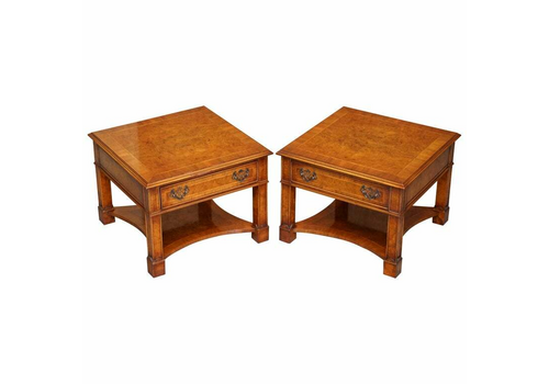 Lovely Pair Of Burr Walnut Brights Of Nettlebed Large Side End Lamp Wine Tables