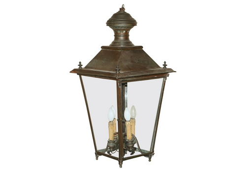 Antique Victorian Bronze Hanging Lantern With Four Candle Interior Must See