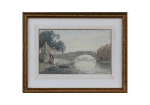 Watercolour Signed Fhs (Fgs).  Attributed To F H S Shepherd. River With Bridge.