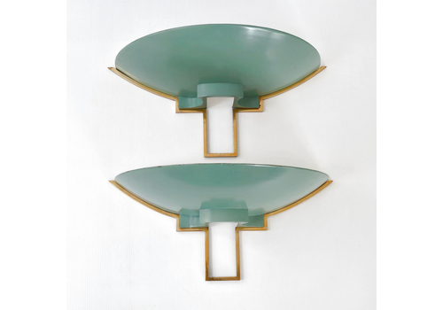 Pair Of Vintage 1940 1950 Metal & Brass Dlg Jean Perzel Jules Perzel Sconces