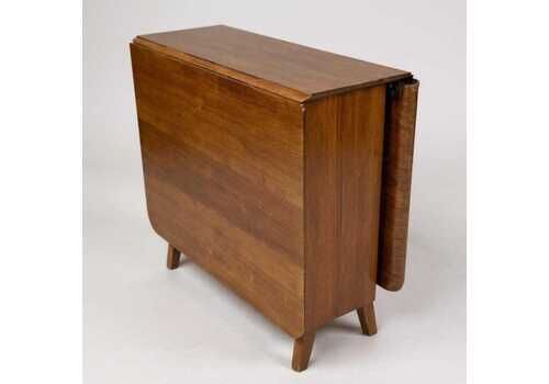 Mid Century Teak Drop Leaf Dining Table – Narrow Space Saving Design