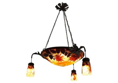Exquisite Large Daum Nancy & Louis Majorelle Chandelier Model “Dahlia” 1905