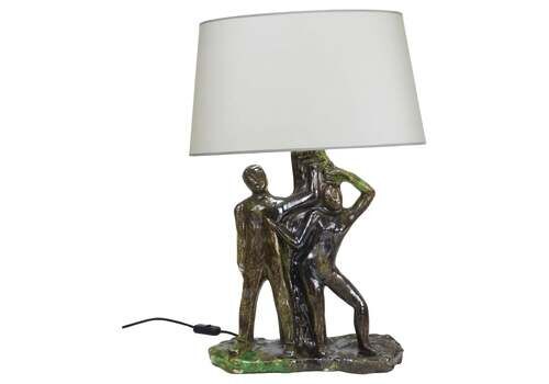 Sculptural Brutalist Art Table Lamp “Man And Woman By A Tree”, Italy, 1970s