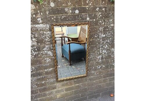 Vintage Gold Gilt Wall Mirror – Ornate Rectangular Frame, Mid Century Hollywood Regency Style 43cm X 72cm