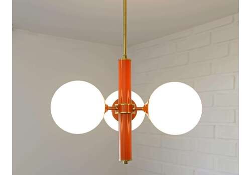 Amazing Sputnik Chandelier / Vintage Pendant Lamp / Space Age / Ceiling Light / Orange Light Fixture / Yugoslavia In 1970