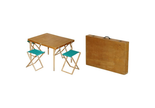 Vintage New Old Stock Compac Uk Folding Camping Picnic Table & Four Stools