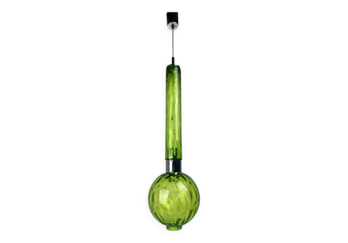 Midcentury Extra Large Green Glass Tube Pendant, Staff Leuchten 1960s 1970s