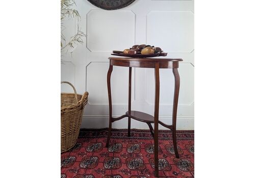 Edwardian Oval Topped Inlaid Mahogany Side Table