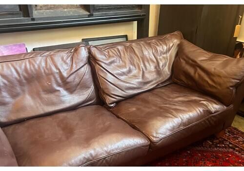 Mid Century Buffalo Leather Sofa