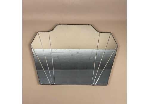 Vintage Shell Fan Wall Mirror Frameless Panels Glass Hanging Chain Antique Unframed Hallway Bedroom 46x61cm Heavy Retro Wooden Wood Back