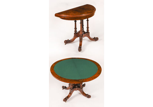 Victorian Burr Walnut And Inlaid Card Table C.1860  19th C