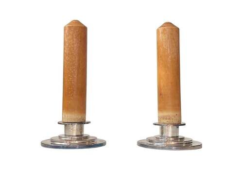 Danish Art Deco Candleholders In Silver Plate, 1930s,   Set Of 2