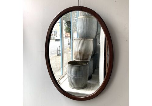 Inlaid Oval Mirror, 1900s, Antique