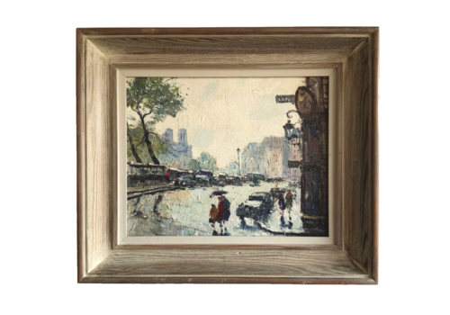 Original Paris Street Scene Oil On Canvas, Impressionist, Mid 20th Century
