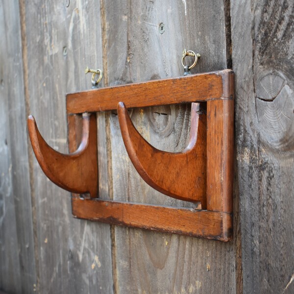 Antique Rare Victorian Mahogany Campaign Folding Travel Coat Hooks