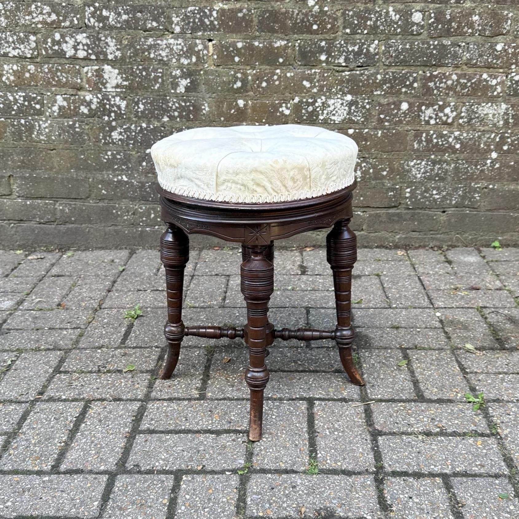 Victorian Tufted Piano Bench Antique Victorian Adjustable Piano