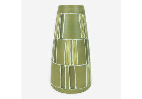 1950s Ceramic Vase Graphic Patt. Shades Of Green Yellow White Model 109/3