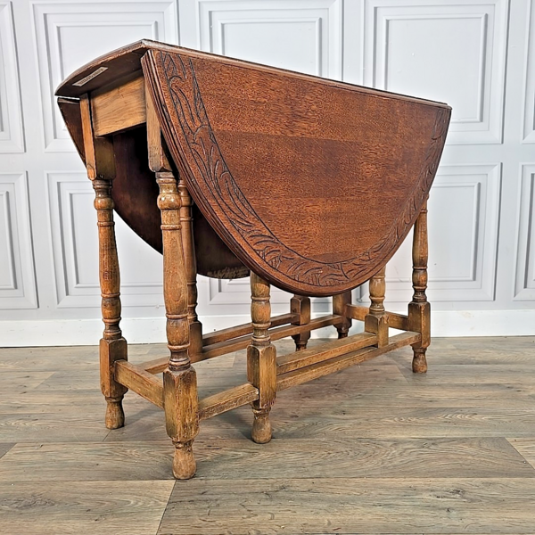 Antique Solid Oak Barley Twist Table Drop Leaf Gate Leg Sofa
