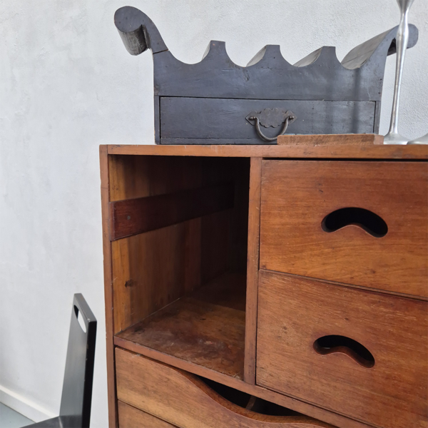 1950's Wooden Chest Of Drawers: Mid Century Modernist Brutalist