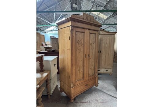A Gorgeous Antique Pine Cupboard With Carved Detail