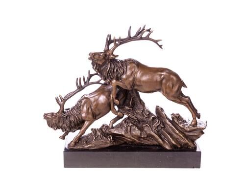 Timeless Bronze Deer Sculpture By Barye   Elegant Wildlife Art Statue For Luxury Home Decor