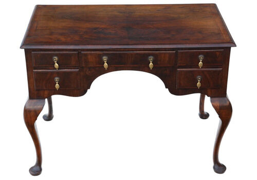 Antique C.1910 Walnut Figured 5 Drawer Writing Desk / Dressing Table – Fine Quality