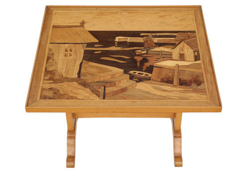 Vintage C.1960 Beech Marquetry Tilt Top Side Table – Quality Coffee Table