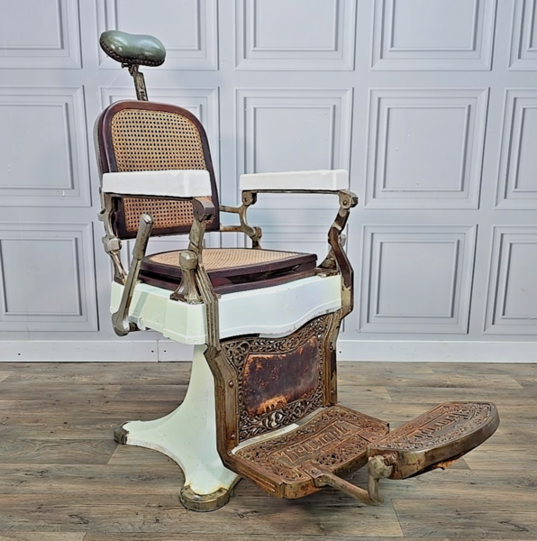 Antique Triumph Barbers Chair Cast Iron Cane Display Tattoo