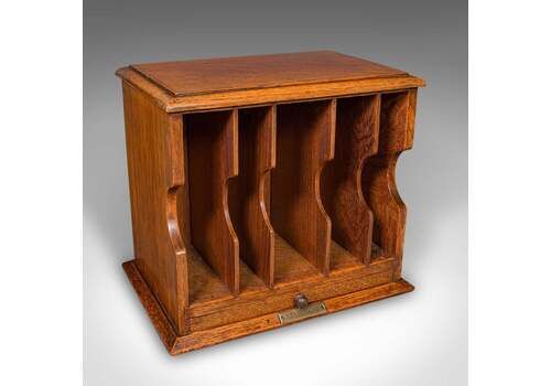 Antique Telegram Case, English, Oak, Letter Organiser, Victorian Stationery Box