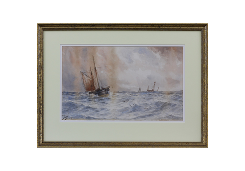 Watercolour By William Henry Pearson. Titled "Off The Goodwins"