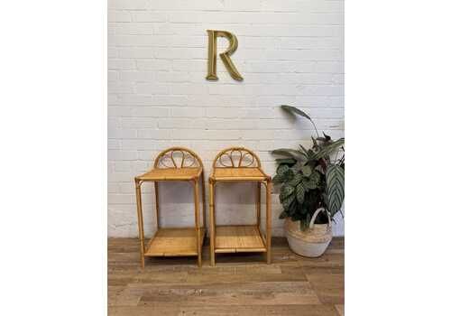 Pair Of Vintage Bamboo And Rattan Bedside Tables  Side Tables