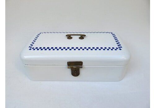 Art Nouveau White Enamelled With Blue Cube Decoration From Bing Werke, 1890s