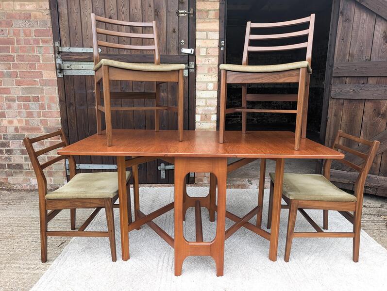 G Plan Vintage Mid Century Modern Teak Gate Leg Table And Chairs