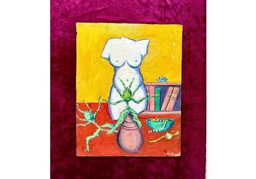 1910s Fauvist Nude Still Life By Auguste Chabaud French Antique Oil Painting Modernist Art Colorful Torso Jewelry Signed