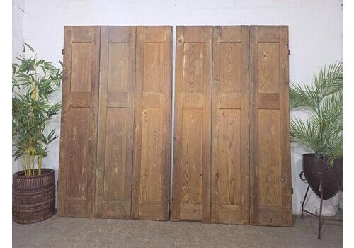 Vintage French Wooden Pine Bi Folding Window Door Shutters Screen Room Divider