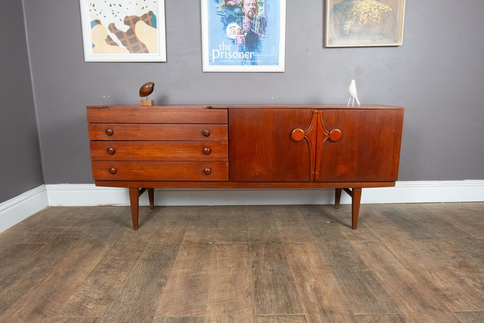 Vintage Retro Small Dark Teak Sideboard By Beautility Beautility