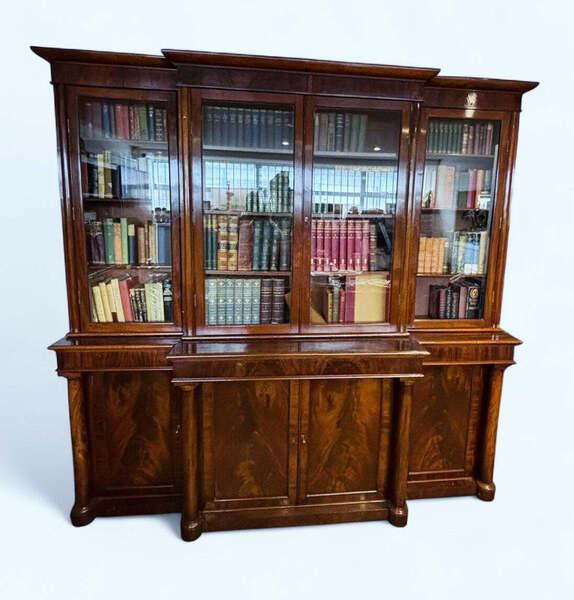 William IV Breakfront Library Mahogany Bookcase, Adjustable Shelves ...