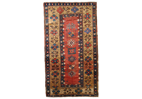 Handmade Antique Caucasian Kazak Rug 3.5