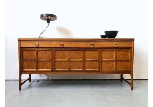 Vintage 1970s Nathan Squares Teak Sideboard. Circles. Danish Retro G Plan Mid Century