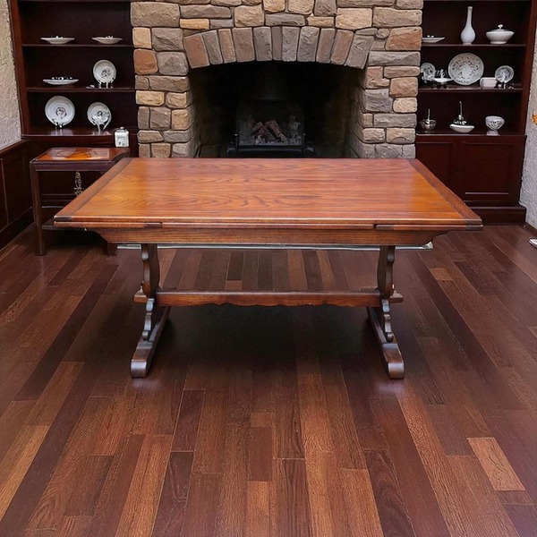 Vintage Old Charm Wood Bros Extendable Dining Table Tudor Brown