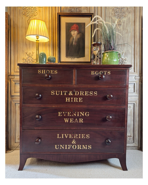 C1870 Antique Victorian Mahogany Chest Of Drawers Signwritten Delivery ...