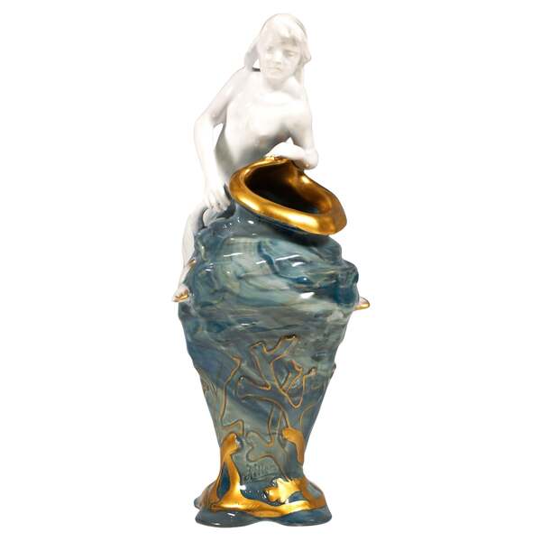 Art Nouveau Shell Vase With Nymph, Max Hiller For Rosenthal, Kronach ...