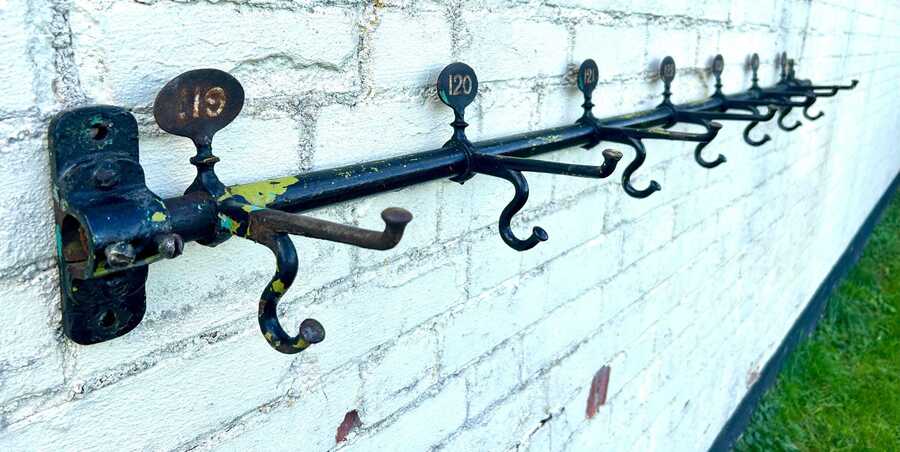 Industrial Black Steel Coat Hook Rail Metal Hat Antique Vintage
