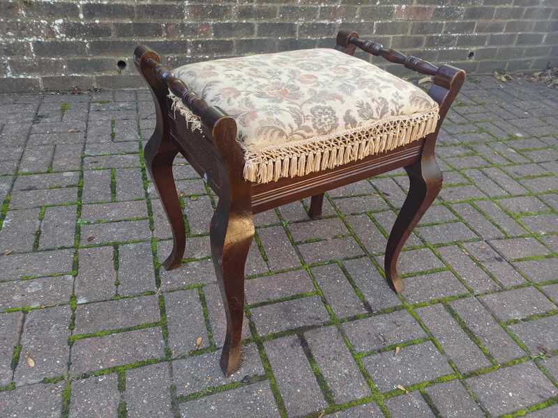 Antique Edwardian Mahogany Piano Stool With Storage, Floral