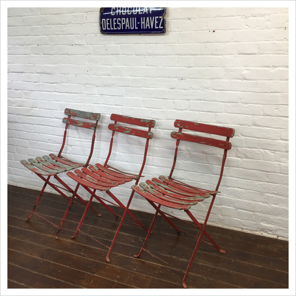 Folding Red French Vintage Garden Chair Vinterior Folding Red French Vintage Garden Chair Photo 1