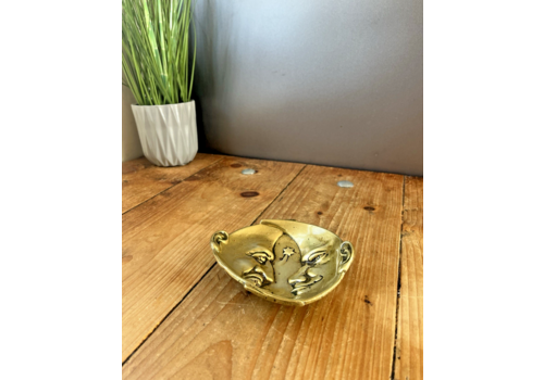 Unusual Antique French Brass Bronze Crescent Moon Face Incense Dish Ashtray Bowl