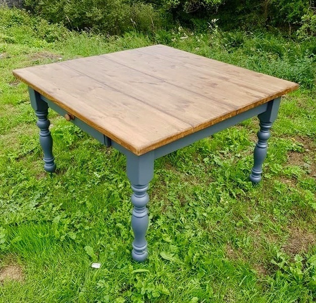 4ft X 4ft Square Farmhouse Dining Table With Drawer British Made
