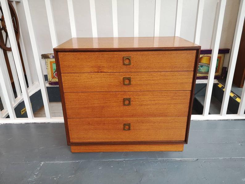 1960s Teak Four Drawer Chest With Brass Handles By G Plan Vintage