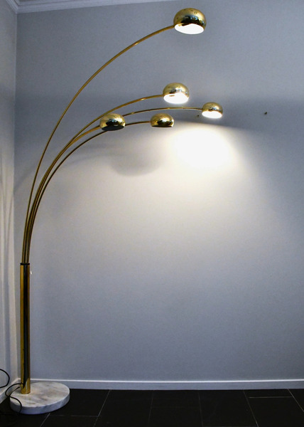Vintage Swedish Five Arm Brass And Marble Base Floor Lamp, 1980s ...